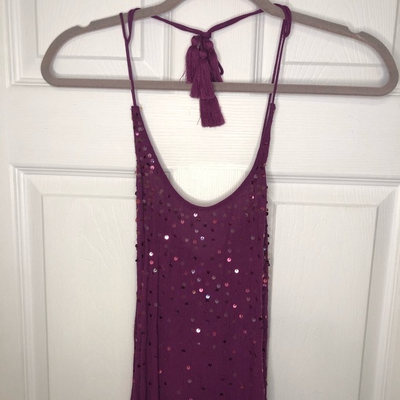 INTIMATELY Free People NWT Plum Sequin Slip Dress XS - Picture 4 of 9